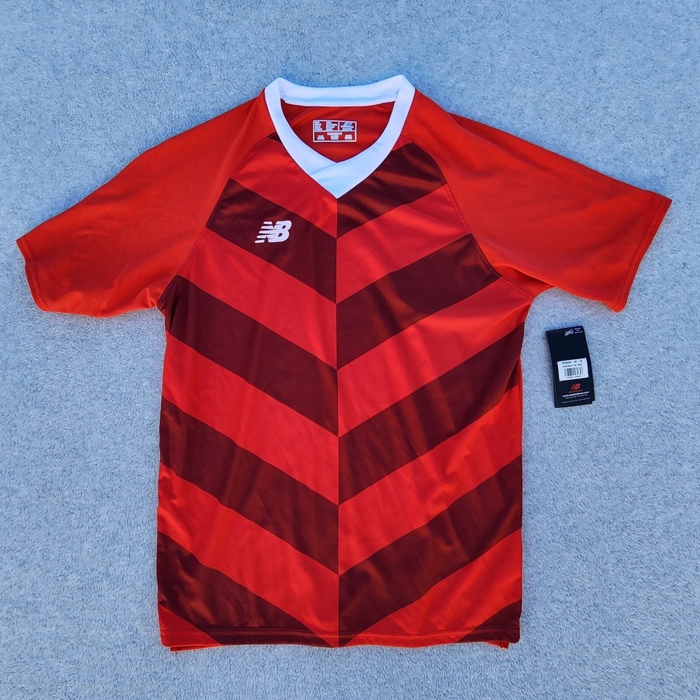 New Balance Soccer Football Jersey Red Chevron 2 SS MT90406 Size M
